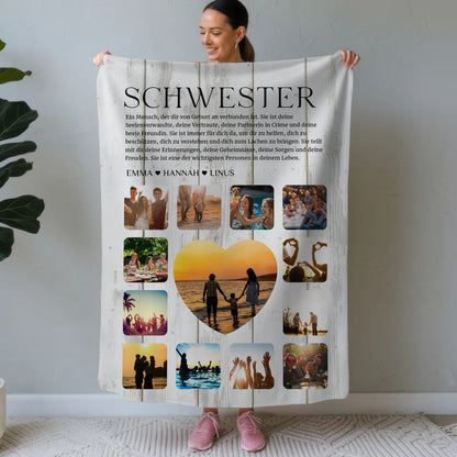 Decke Personalisiert Fotocollage Definition fuer Schwester