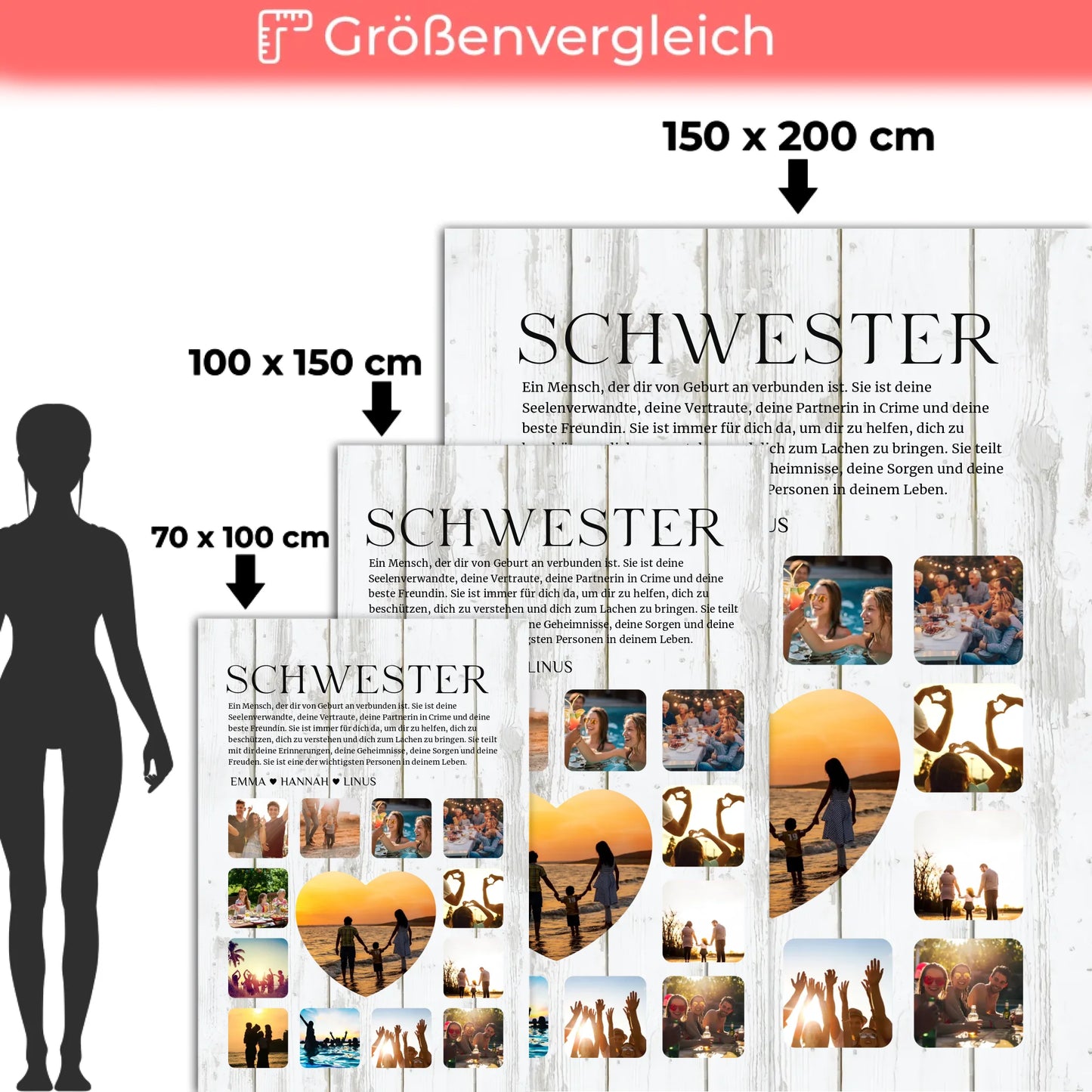 Decke Personalisiert Fotocollage Definition fuer Schwester