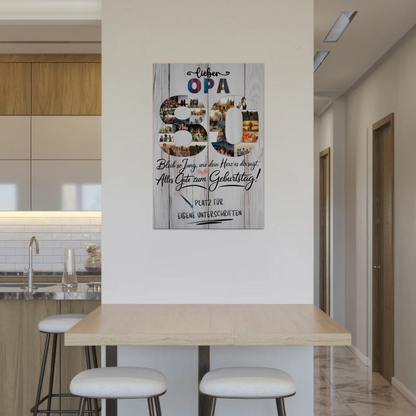 Magnetisches Fotoboard mit Unterschriften Opa 80 Geburtstag