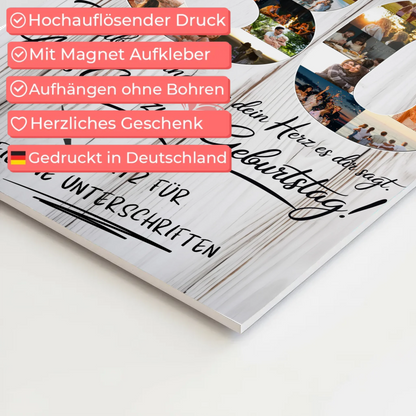 Magnetisches Fotoboard mit Unterschriften Opa 80 Geburtstag