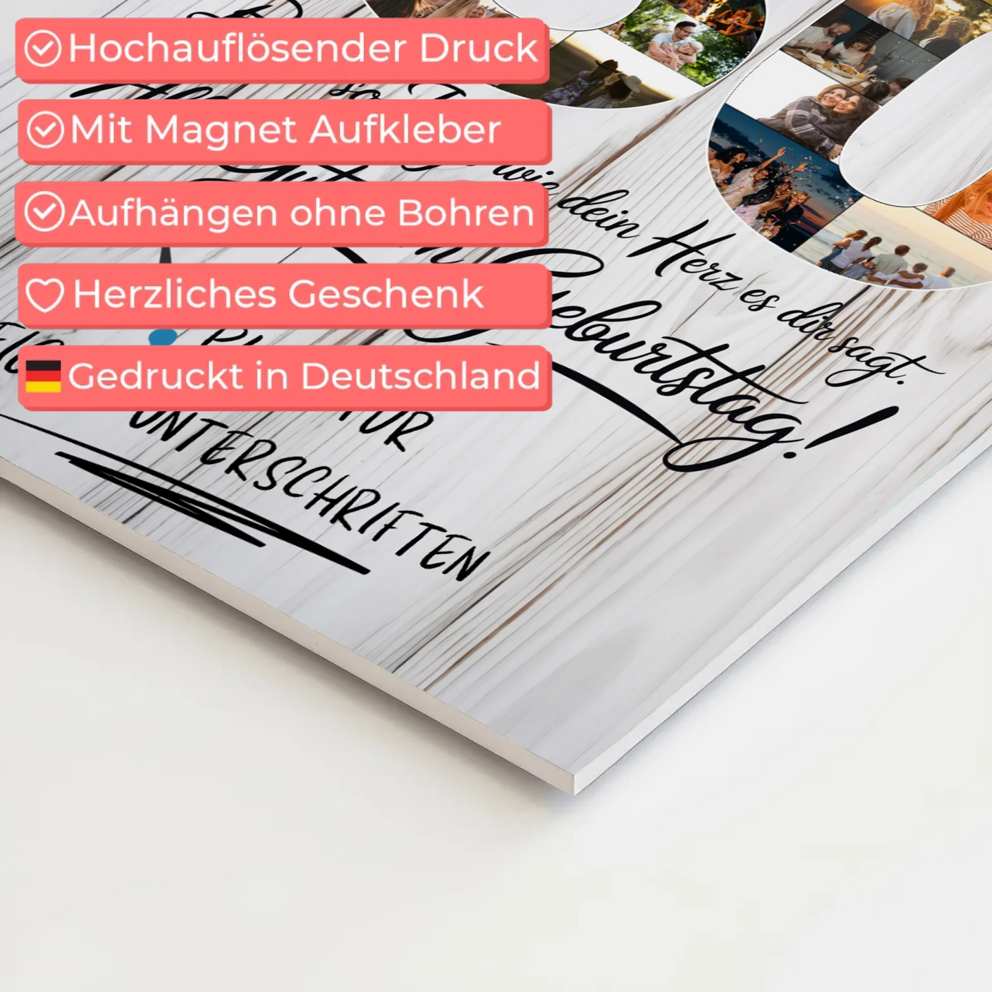 Magnetisches Fotoboard mit Unterschriften Opa 80 Geburtstag