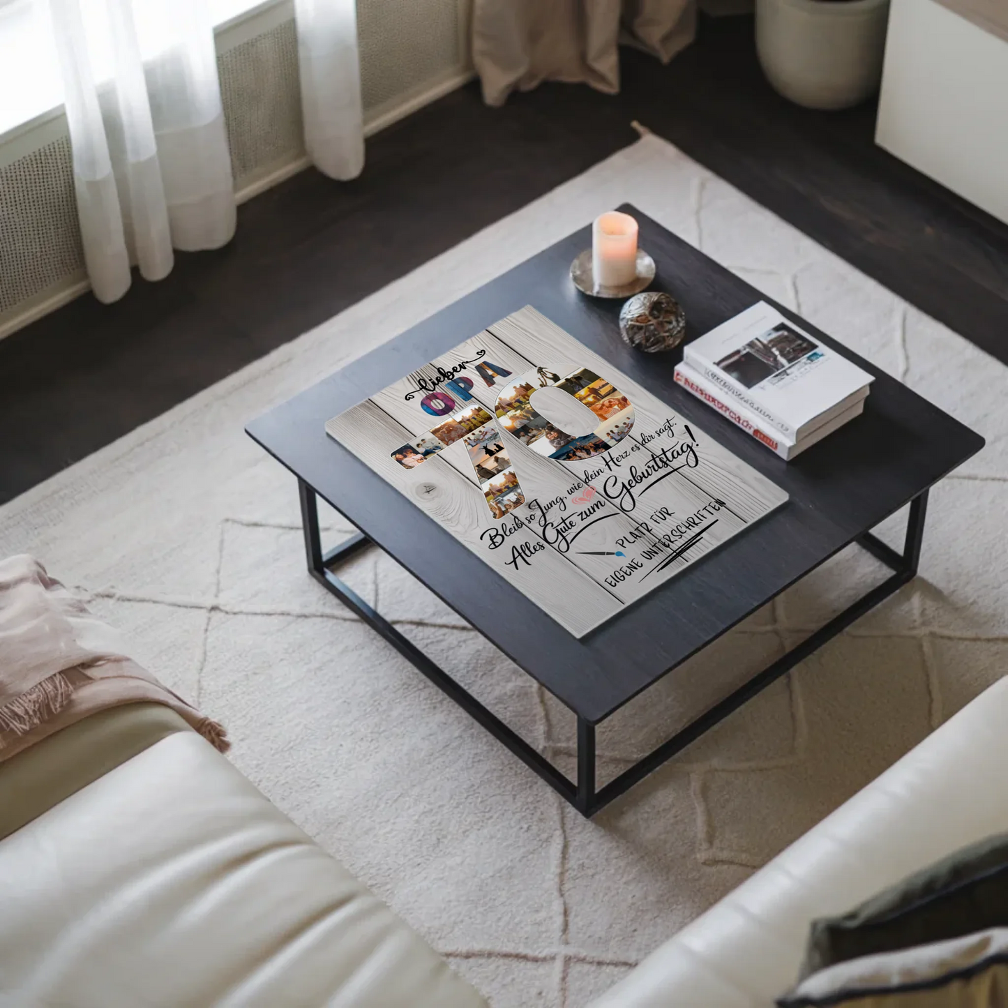 Fotoboard Poster magnetisch mit Wunschtext Opa 70 Geburtstag