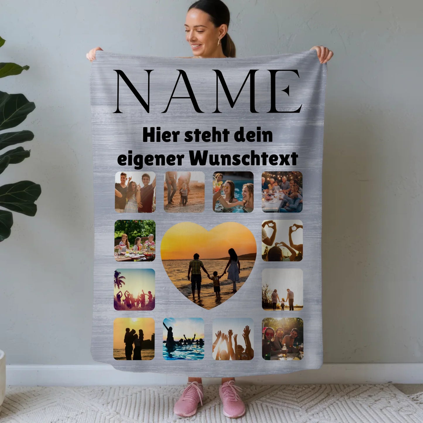 Kuscheldecke personalisiert Tochter Fotocollage mit Wunschname