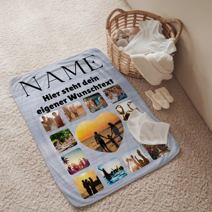 Kuscheldecke personalisiert Tochter Fotocollage mit Wunschname
