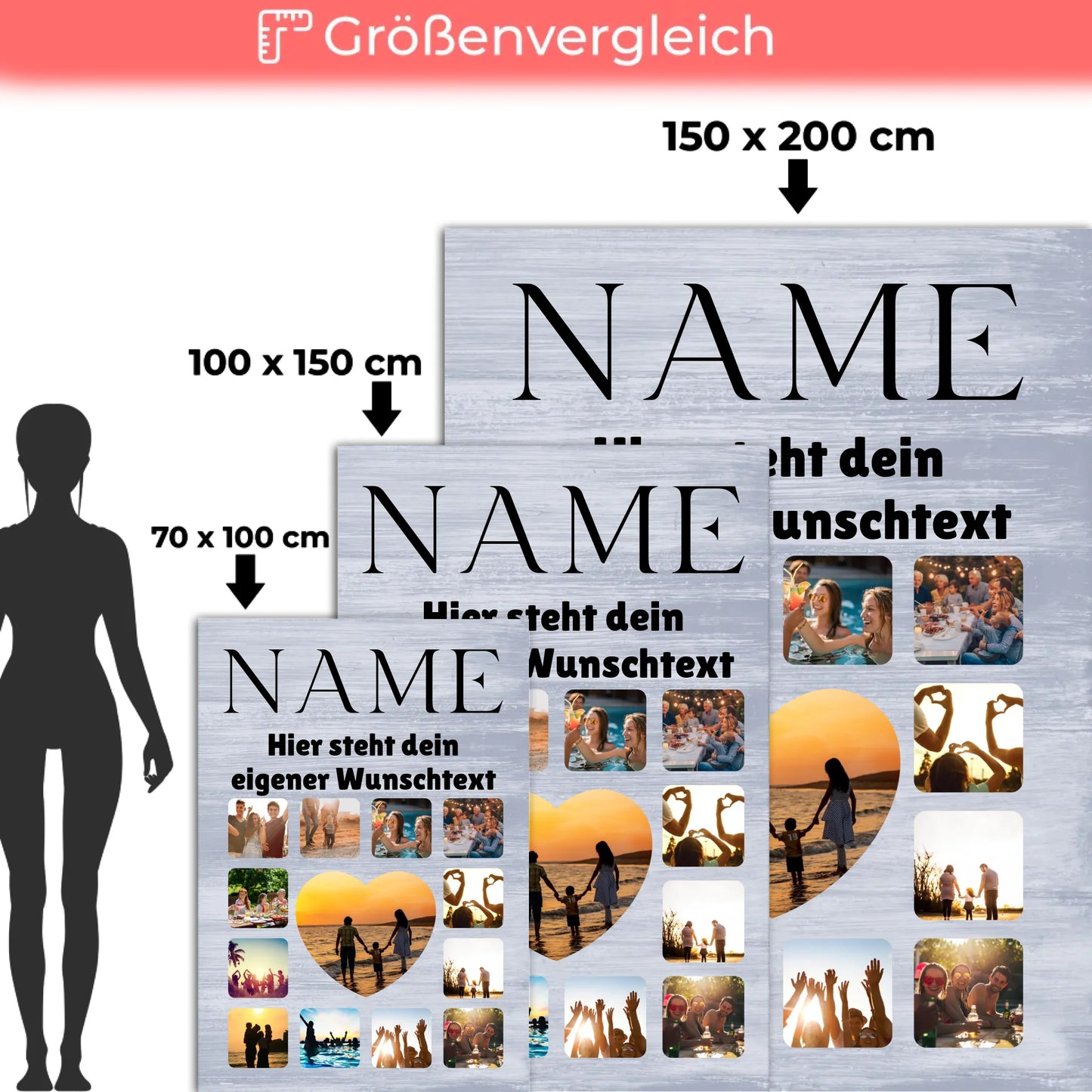 Kuscheldecke personalisiert Tochter Fotocollage mit Wunschname