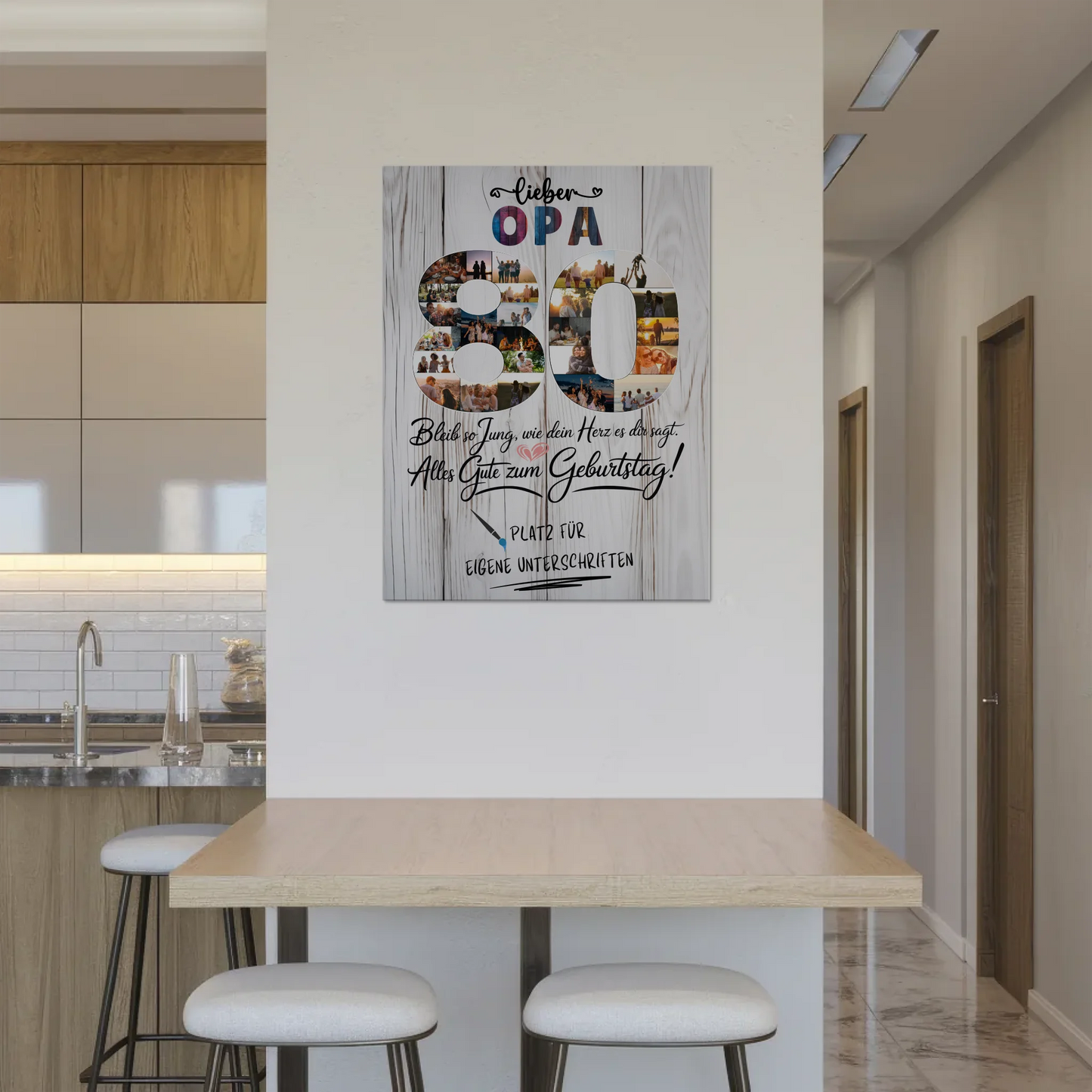 Magnetisches Fotoboard mit Unterschriften Opa 80 Geburtstag