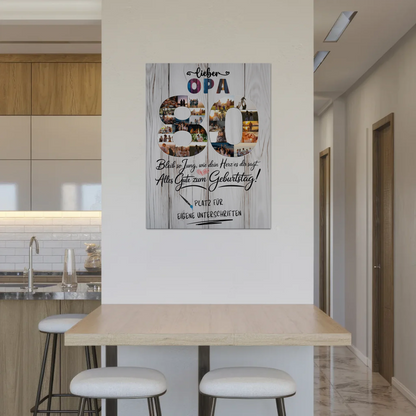 Magnetisches Fotoboard mit Unterschriften Opa 80 Geburtstag