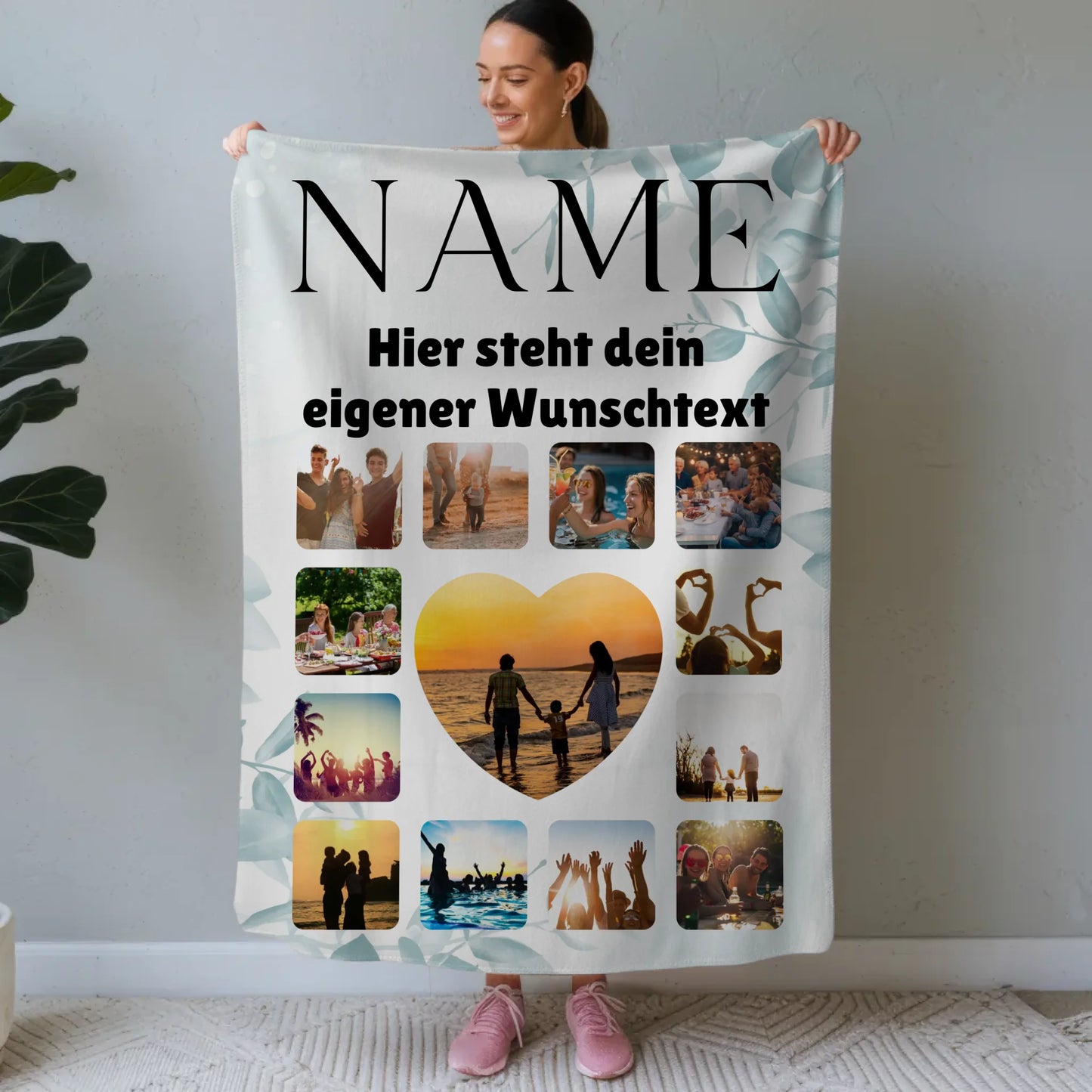 Personalisierte Fotodecke Oma mit Wunschname Fotocollage