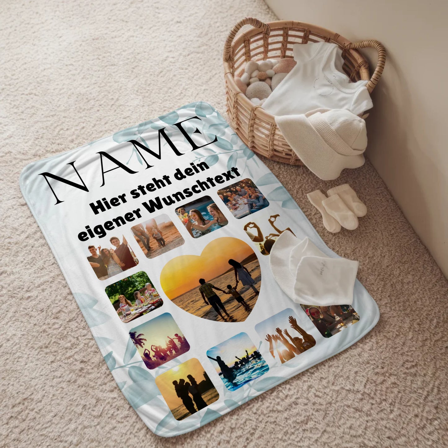 Personalisierte Fotodecke Oma mit Wunschname Fotocollage