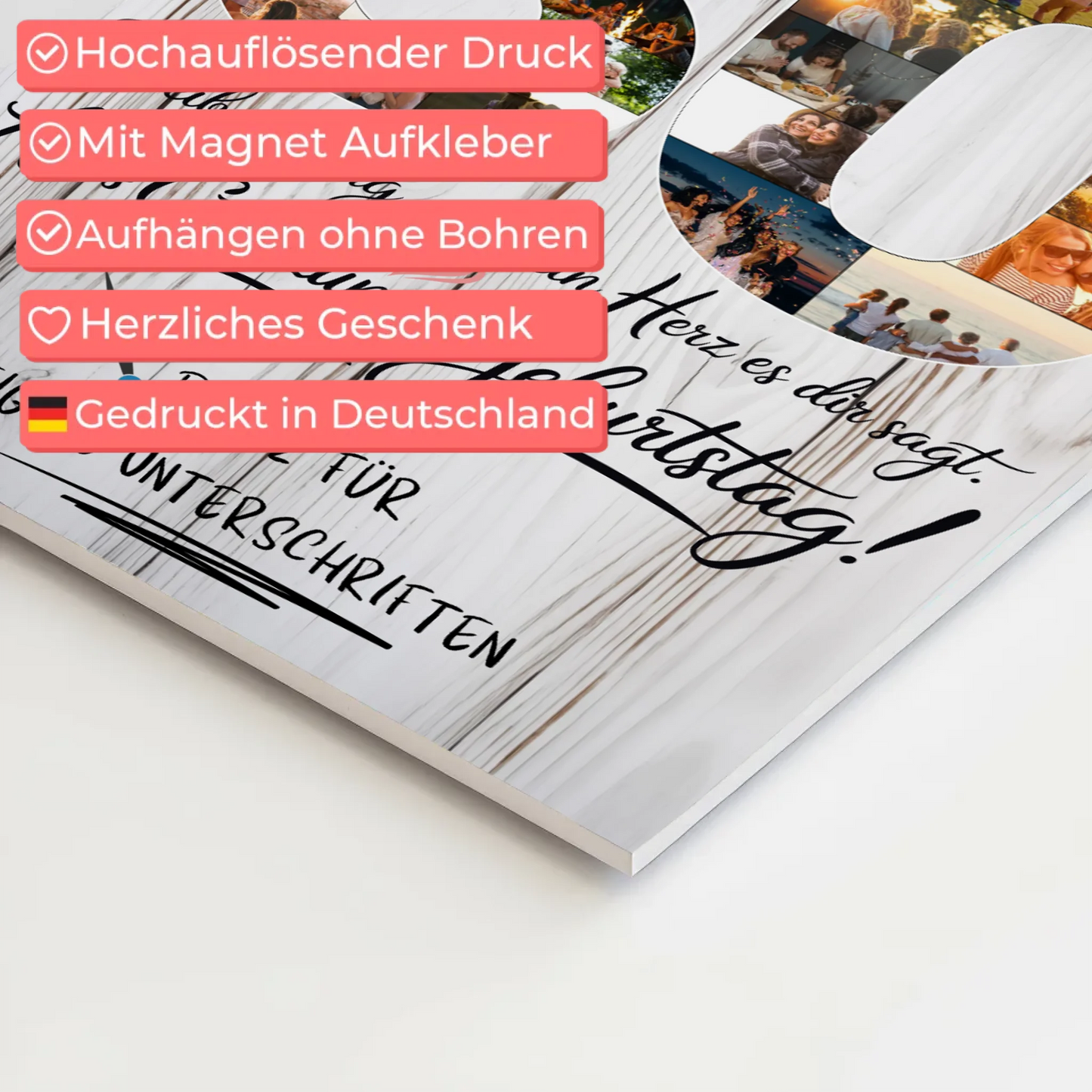 Magnetisches Fotoboard mit Unterschriften Opa 80 Geburtstag