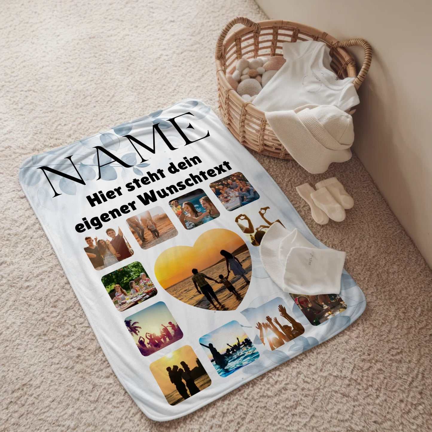 Kuscheldecke Foto Paare Fotocollage mit Wunschname