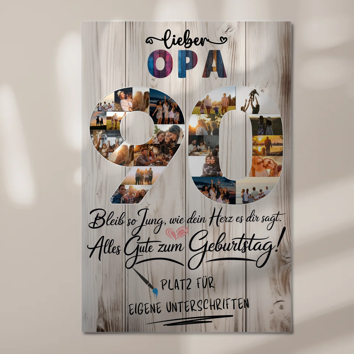 Magnet Poster mit Wunschtext Opa 90 Geburtstag Fotos
