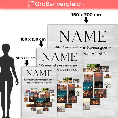 Personalisierte Decke Fotocollage mit Wunschname Tochter
