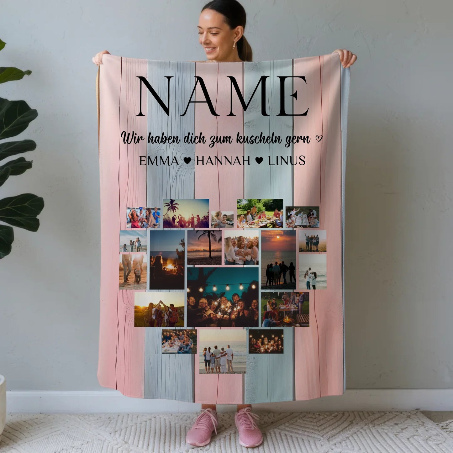 Kuscheldecke FotoFotocollage mit Wunschname Beste Freundin