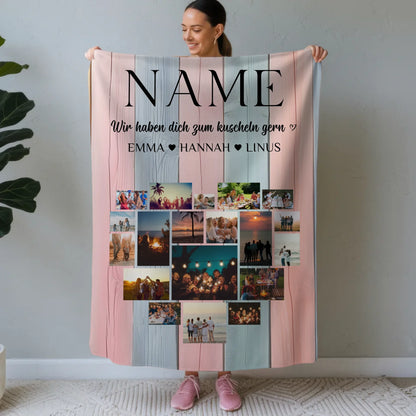 Kuscheldecke FotoFotocollage mit Wunschname Beste Freundin