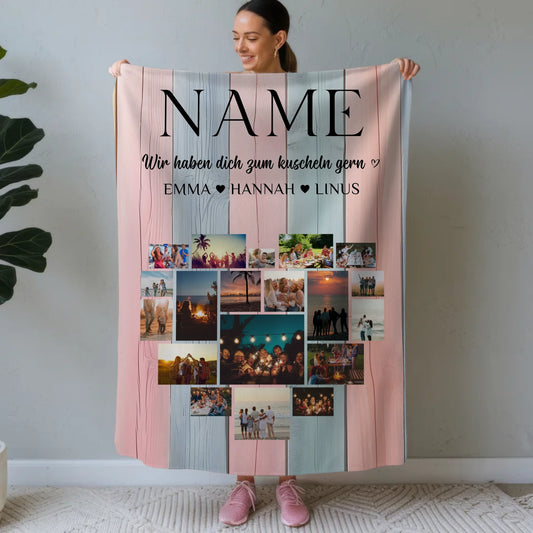 Kuscheldecke FotoFotocollage mit Wunschname Beste Freundin