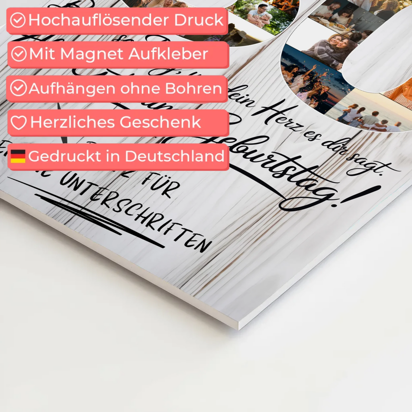 Magnetisches Fotoboard mit Unterschriften Opa 80 Geburtstag