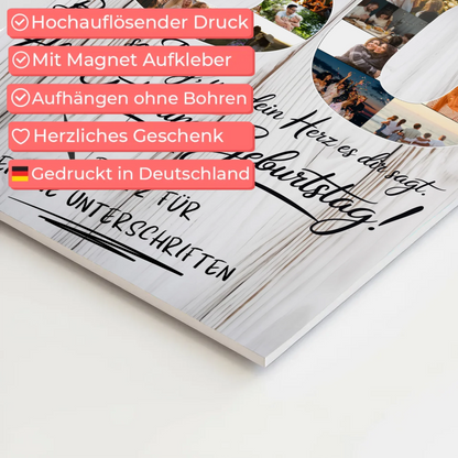 Magnetisches Fotoboard mit Unterschriften Opa 80 Geburtstag