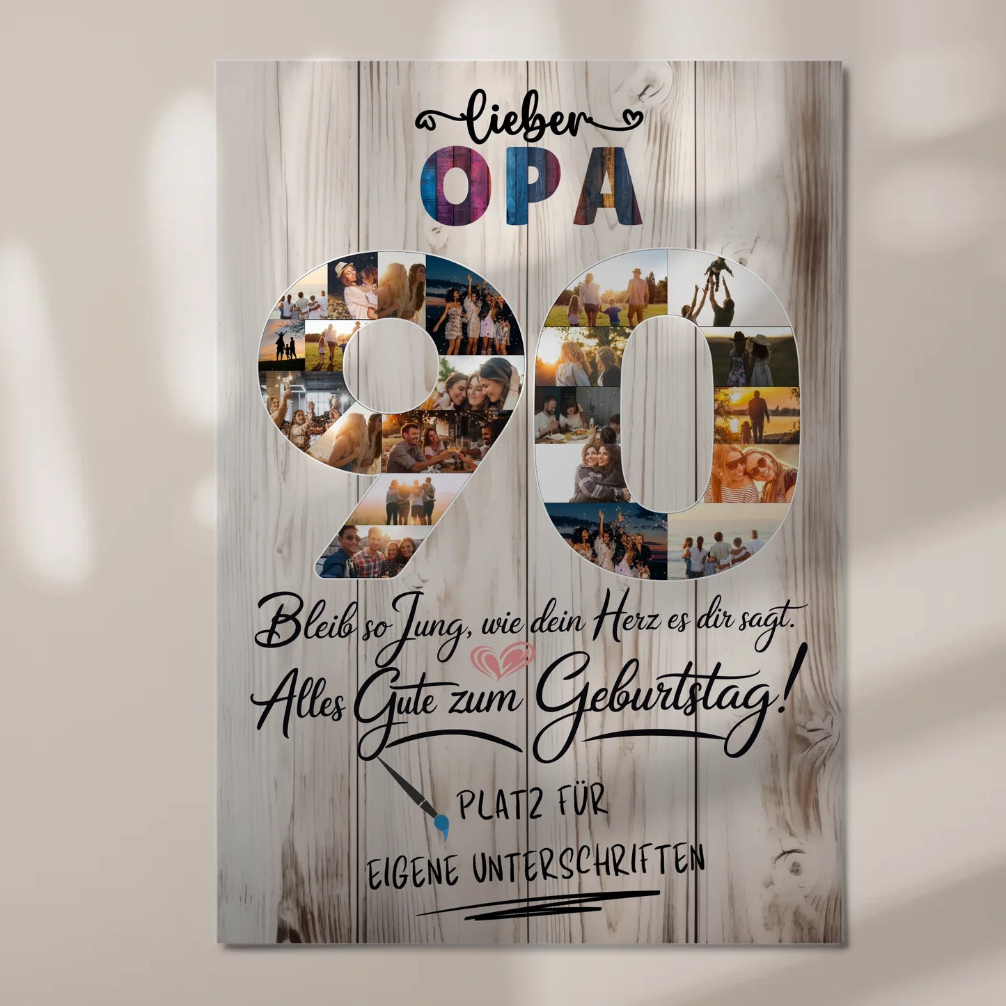 Magnet Poster mit Wunschtext Opa 90 Geburtstag Fotos