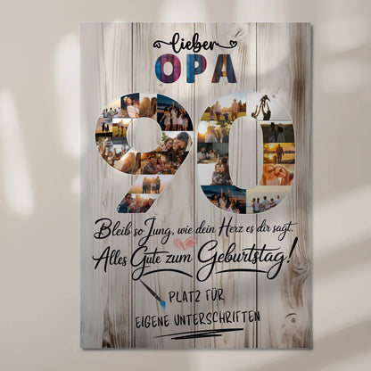 Magnet Poster mit Wunschtext Opa 90 Geburtstag Fotos