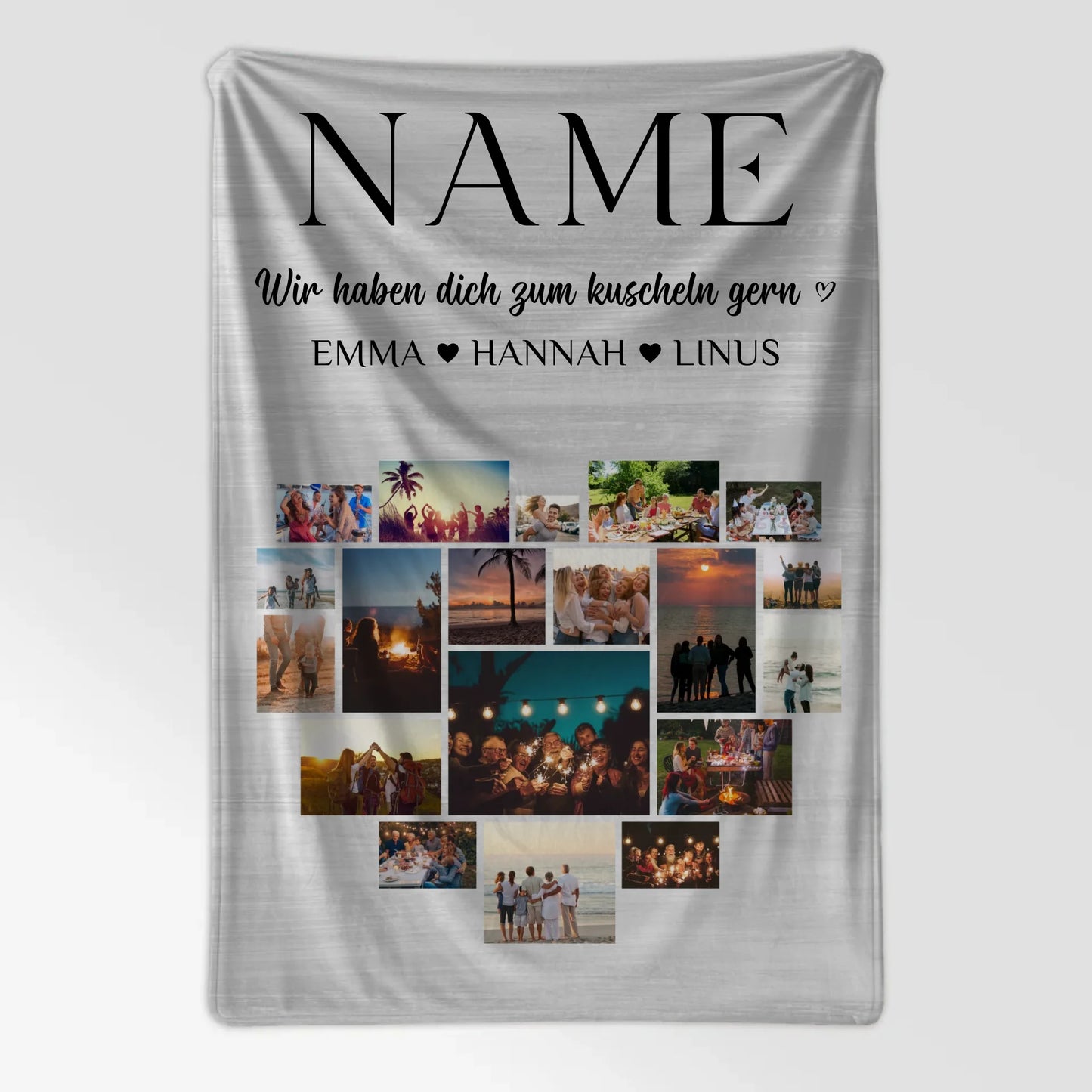 Personalisierte Decke Fotocollage mit Wunschname Tochter