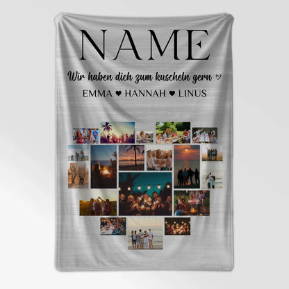 Personalisierte Decke Fotocollage mit Wunschname Tochter