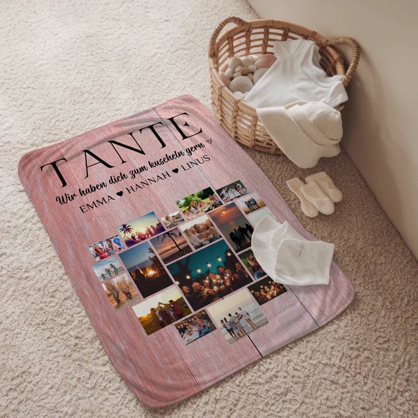 Personalisierte Decke Fuer Tochter Fotocollage Herzfoto