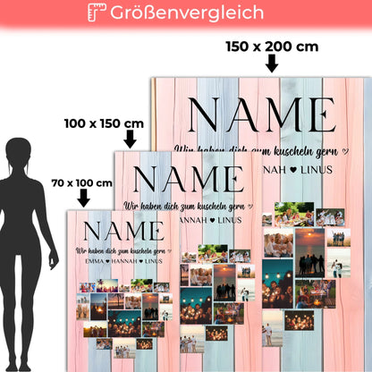 Kuscheldecke FotoFotocollage mit Wunschname Beste Freundin