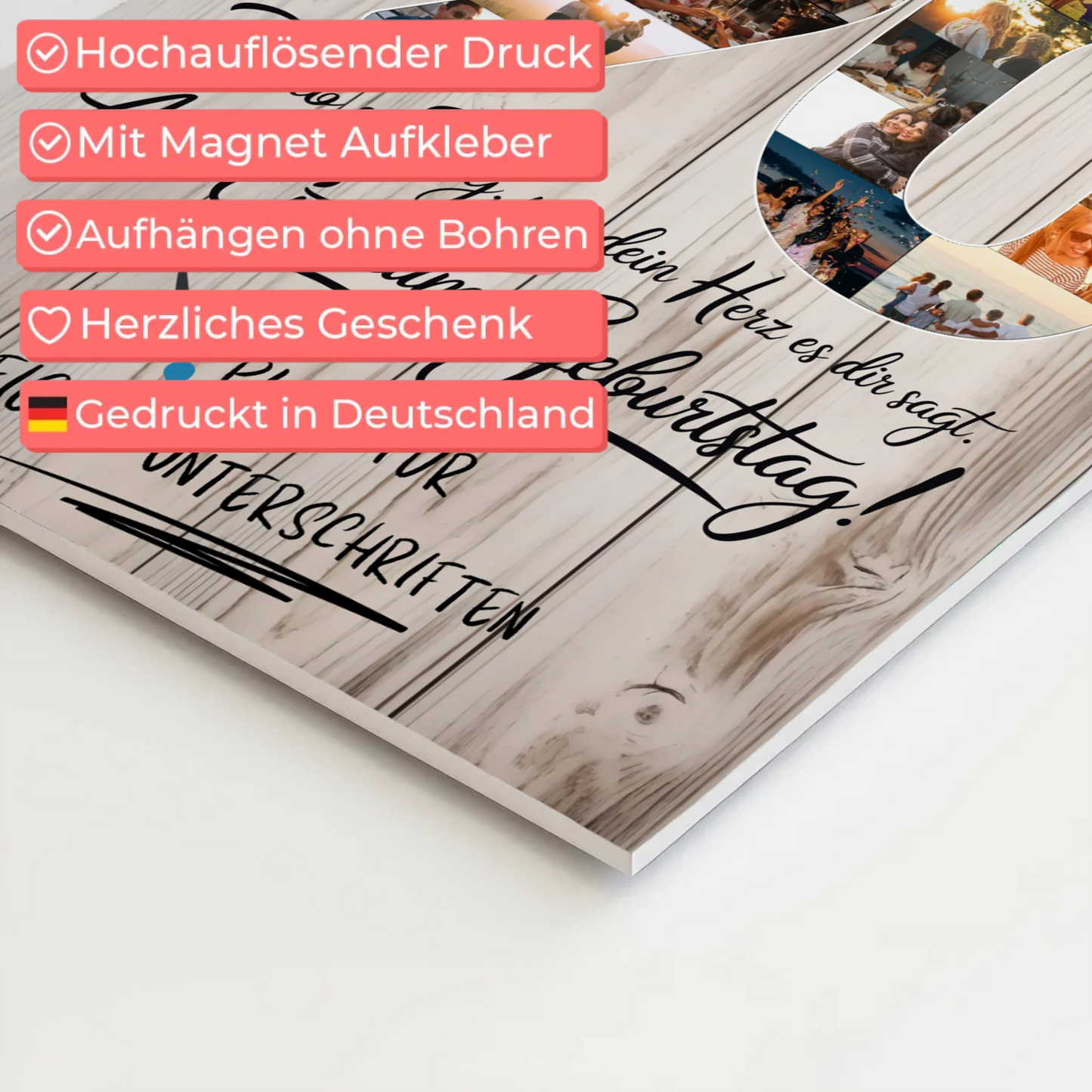 Magnet Poster mit Wunschtext Opa 90 Geburtstag Fotos