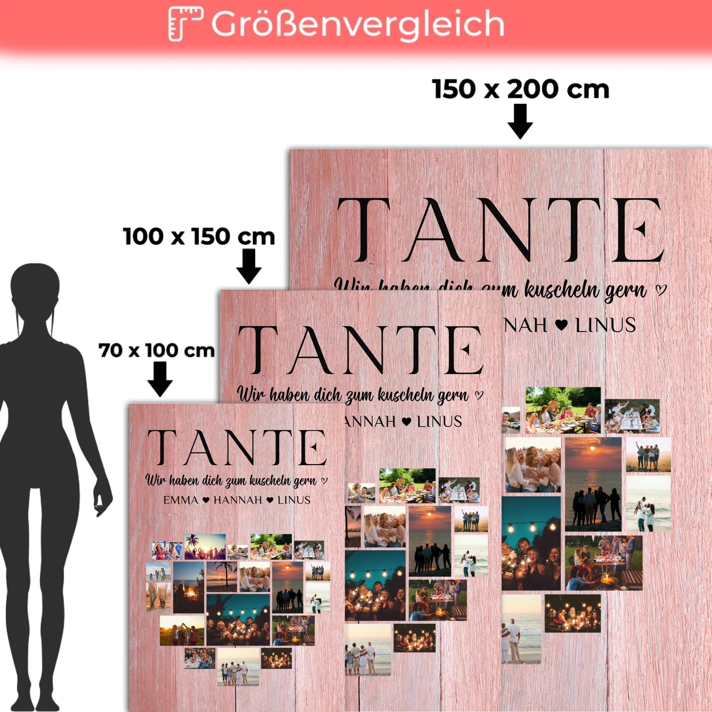 Personalisierte Decke Fuer Tochter Fotocollage Herzfoto