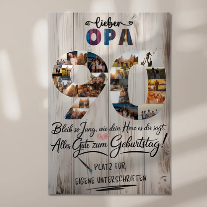 Magnet Poster mit Wunschtext Opa 90 Geburtstag Fotos