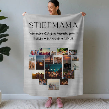 Kuscheldecke Foto Stiefmama Fotocollage Herzfoto
