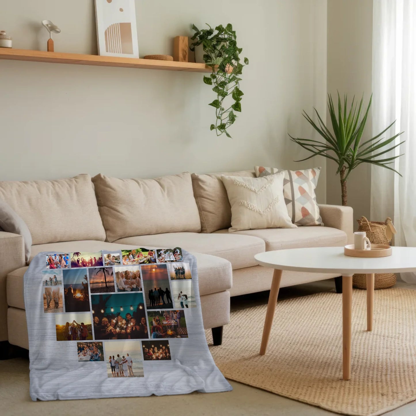 Personalisierte Kuscheldecke Stiefpapa Fotocollage Herzfoto