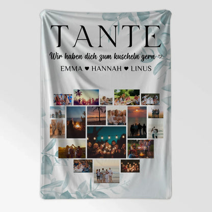 Foto Auf Decke Personalisiert Tante Fotocollage Herzfoto