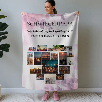 Decke Personalisiert Fotocollage Herzfoto Schwiegerpapa