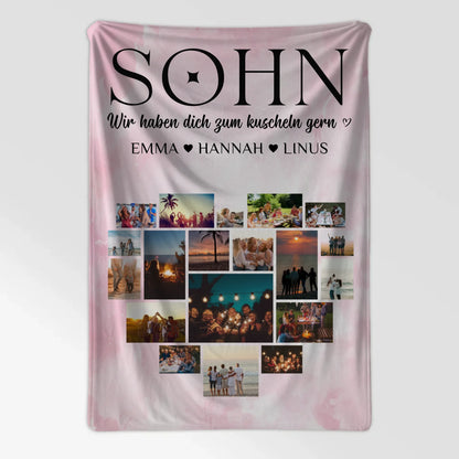 Personalisierte Decke Sohn Fotocollage Herzfoto Geschenk