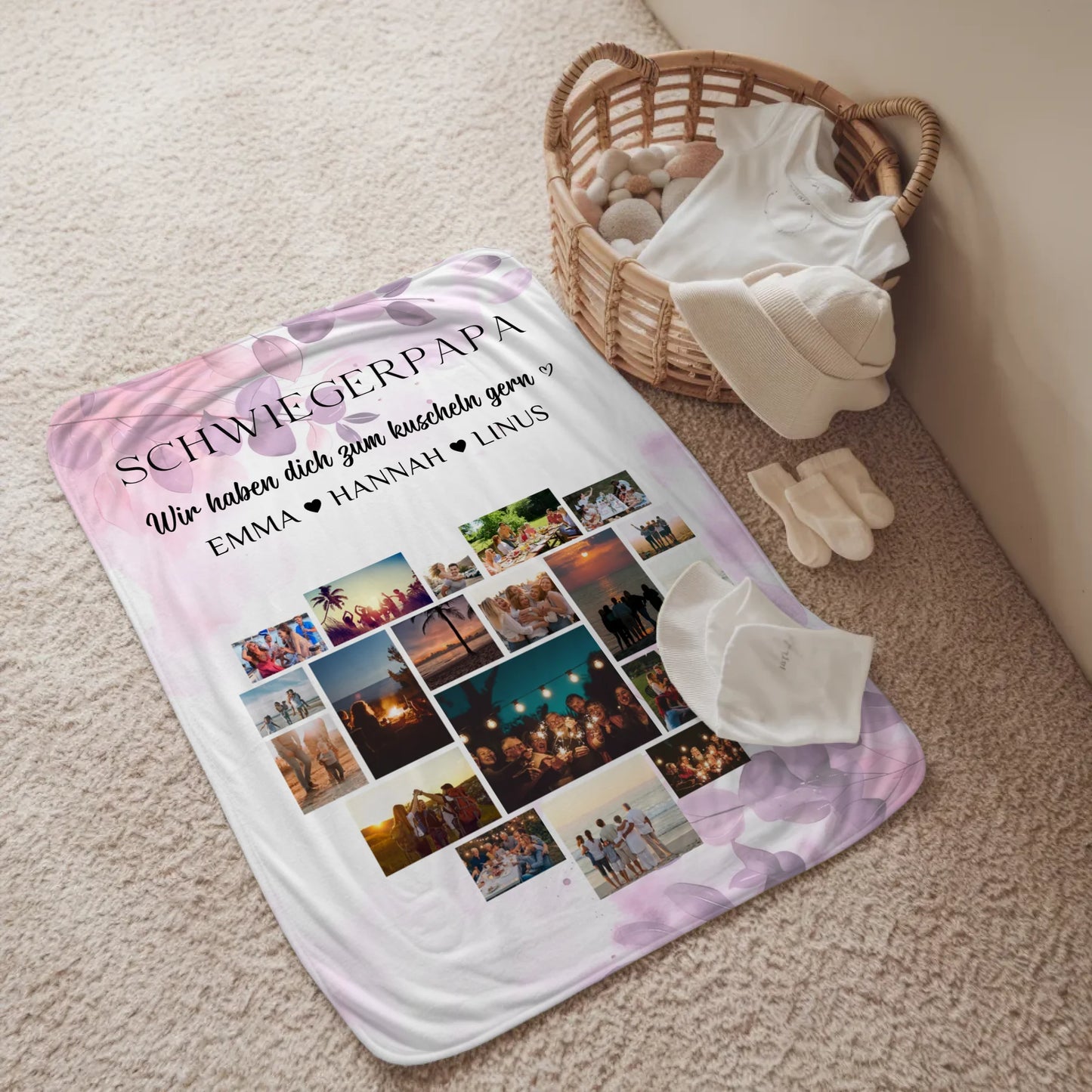 Decke Personalisiert Fotocollage Herzfoto Schwiegerpapa