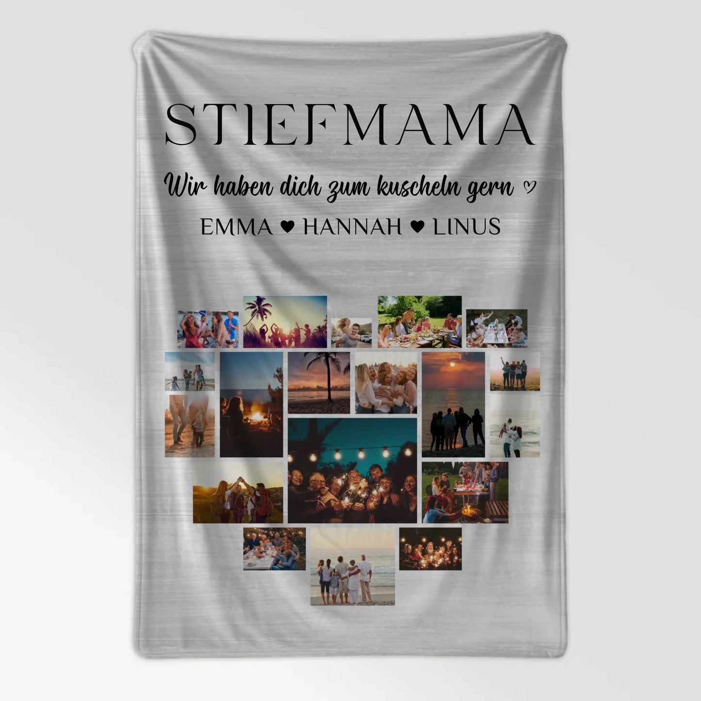 Kuscheldecke Foto Stiefmama Fotocollage Herzfoto