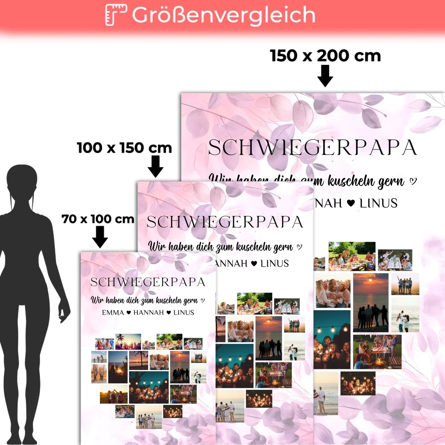 Decke Personalisiert Fotocollage Herzfoto Schwiegerpapa