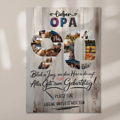 Magnet Poster mit Wunschtext Opa 90 Geburtstag Fotos