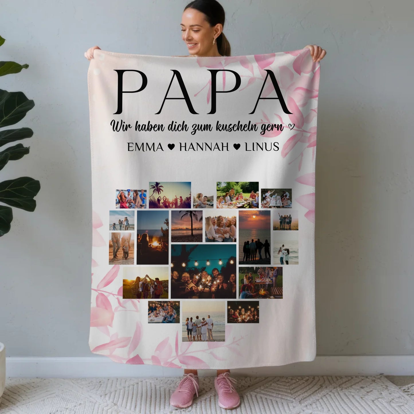 Foto Auf Decke Personalisiert Papa Fotocollage Herzfoto