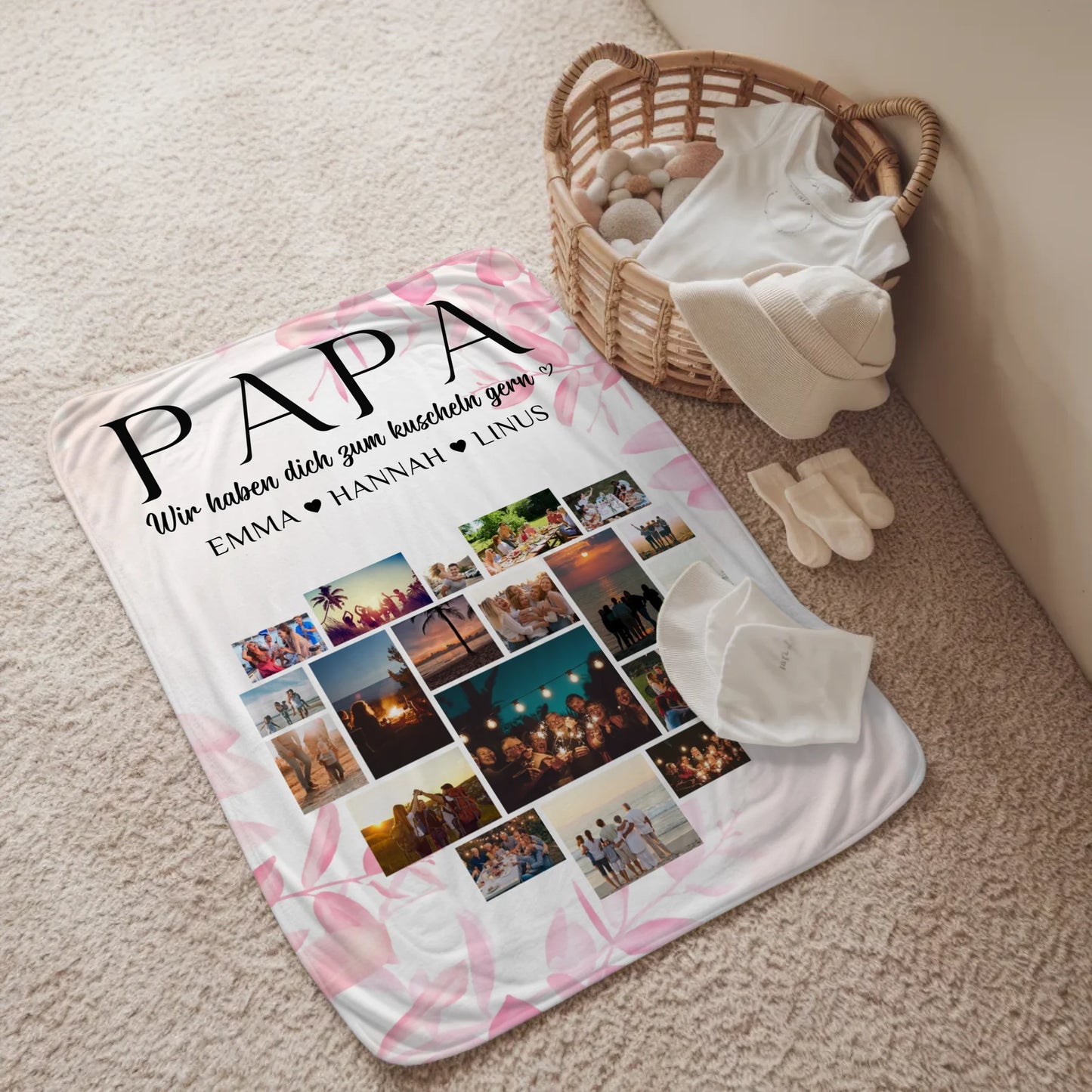 Foto Auf Decke Personalisiert Papa Fotocollage Herzfoto