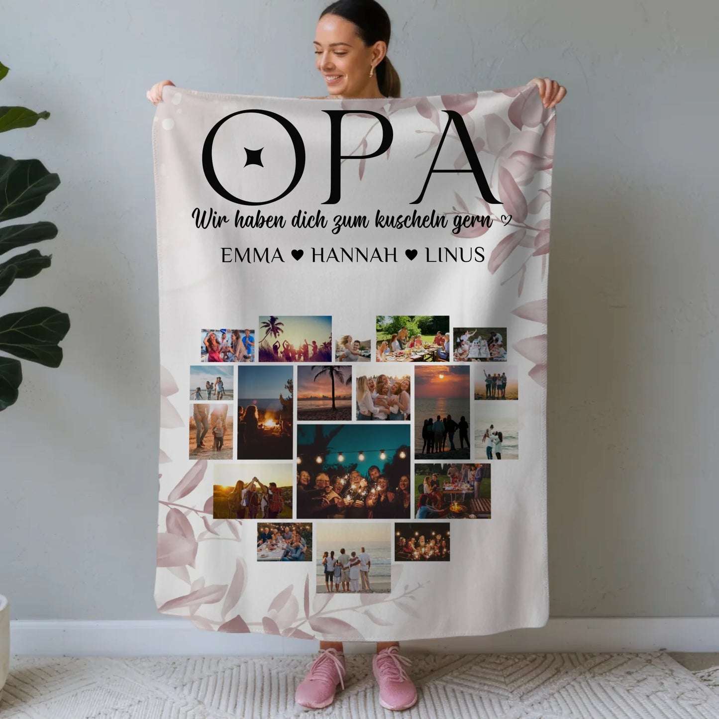 Kuscheldecke Foto Opa Fotocollage Herzfoto Geschenk