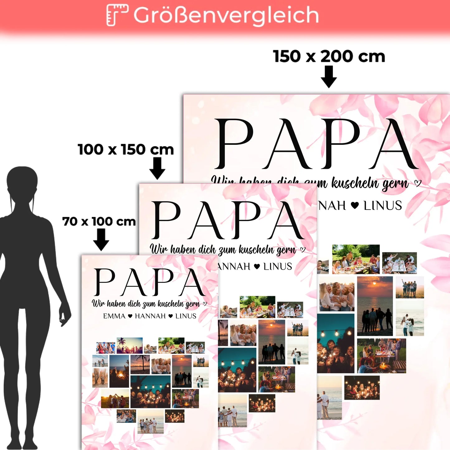 Foto Auf Decke Personalisiert Papa Fotocollage Herzfoto