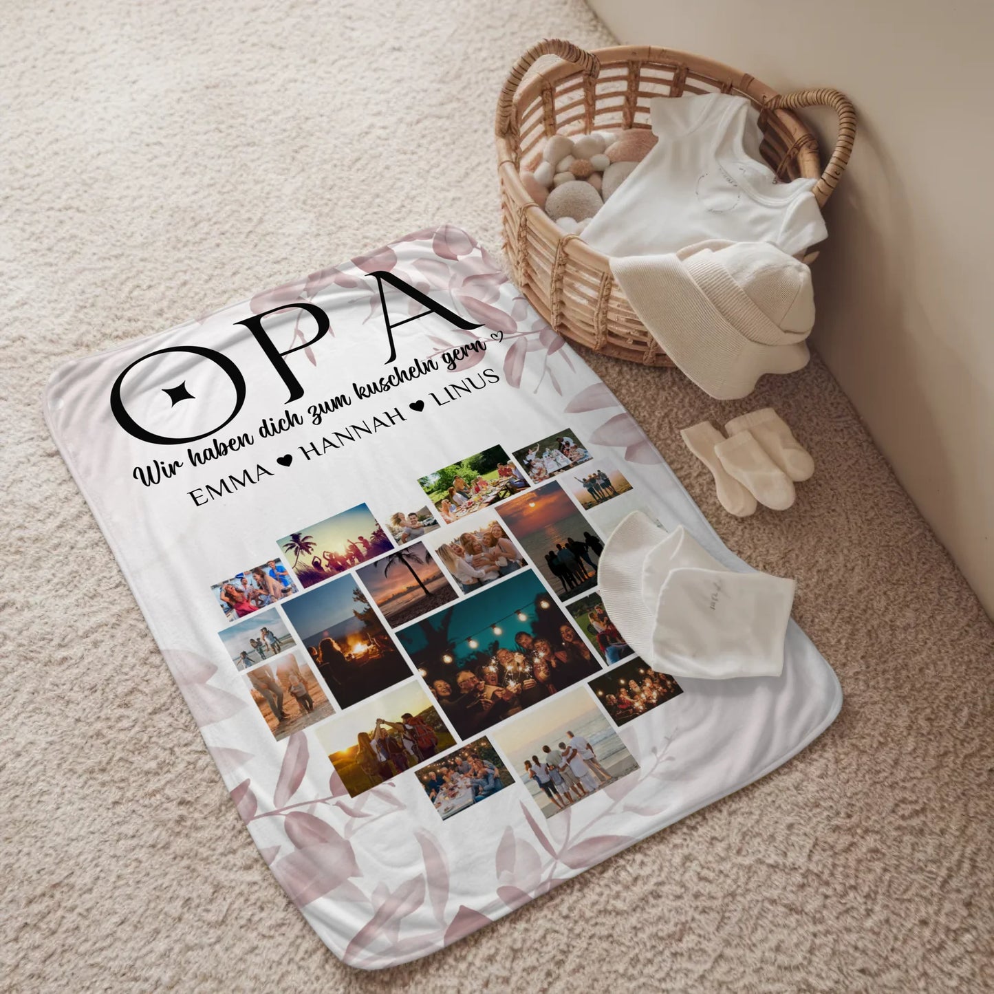 Kuscheldecke Foto Opa Fotocollage Herzfoto Geschenk