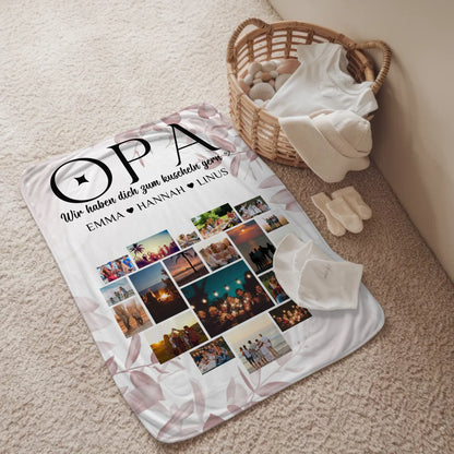 Kuscheldecke Foto Opa Fotocollage Herzfoto Geschenk