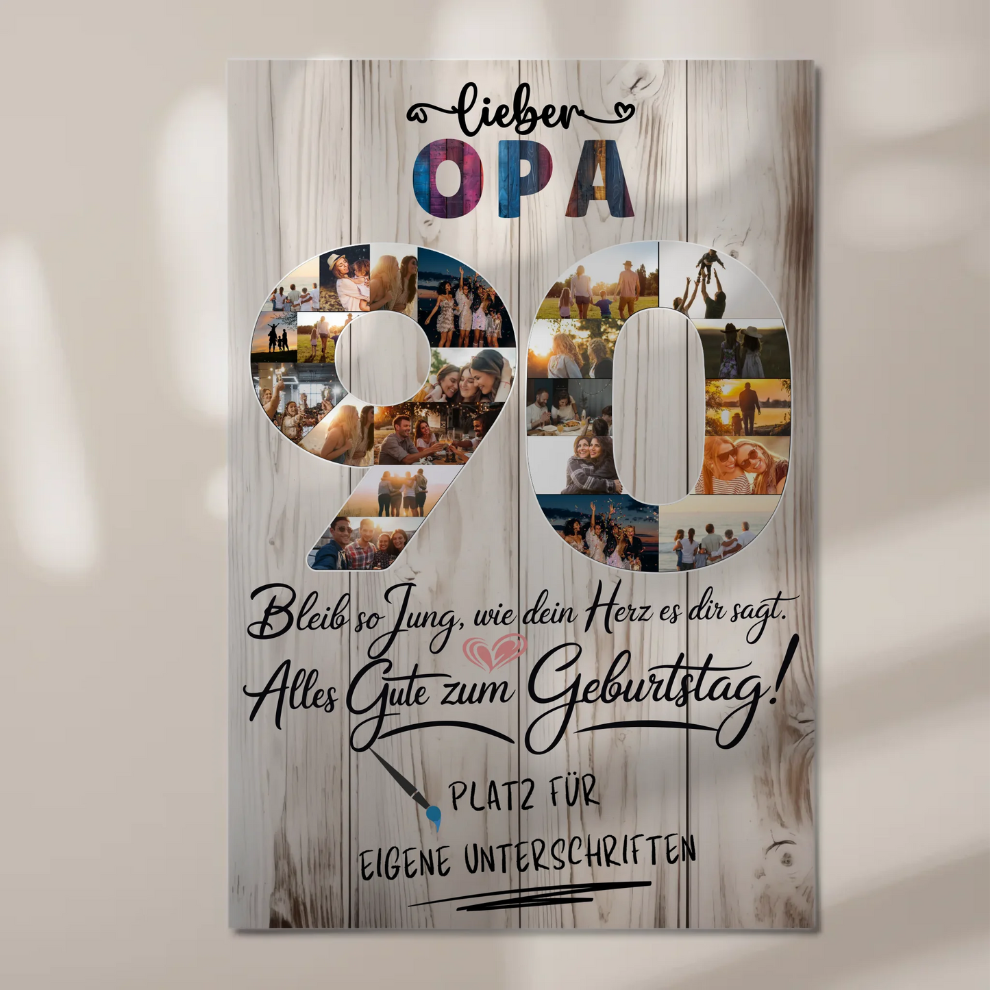 Magnet Poster mit Wunschtext Opa 90 Geburtstag Fotos