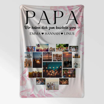 Foto Auf Decke Personalisiert Papa Fotocollage Herzfoto