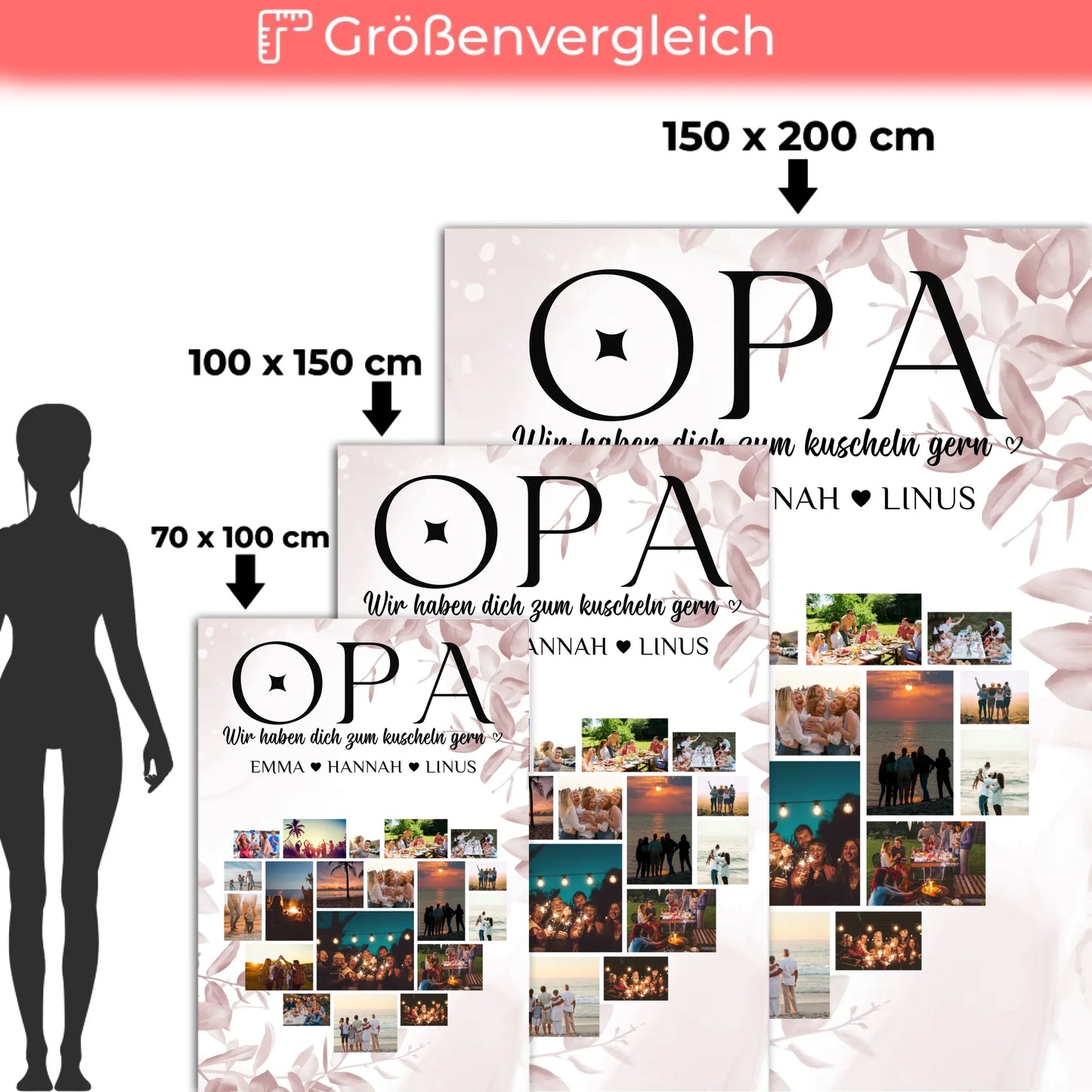 Kuscheldecke Foto Opa Fotocollage Herzfoto Geschenk