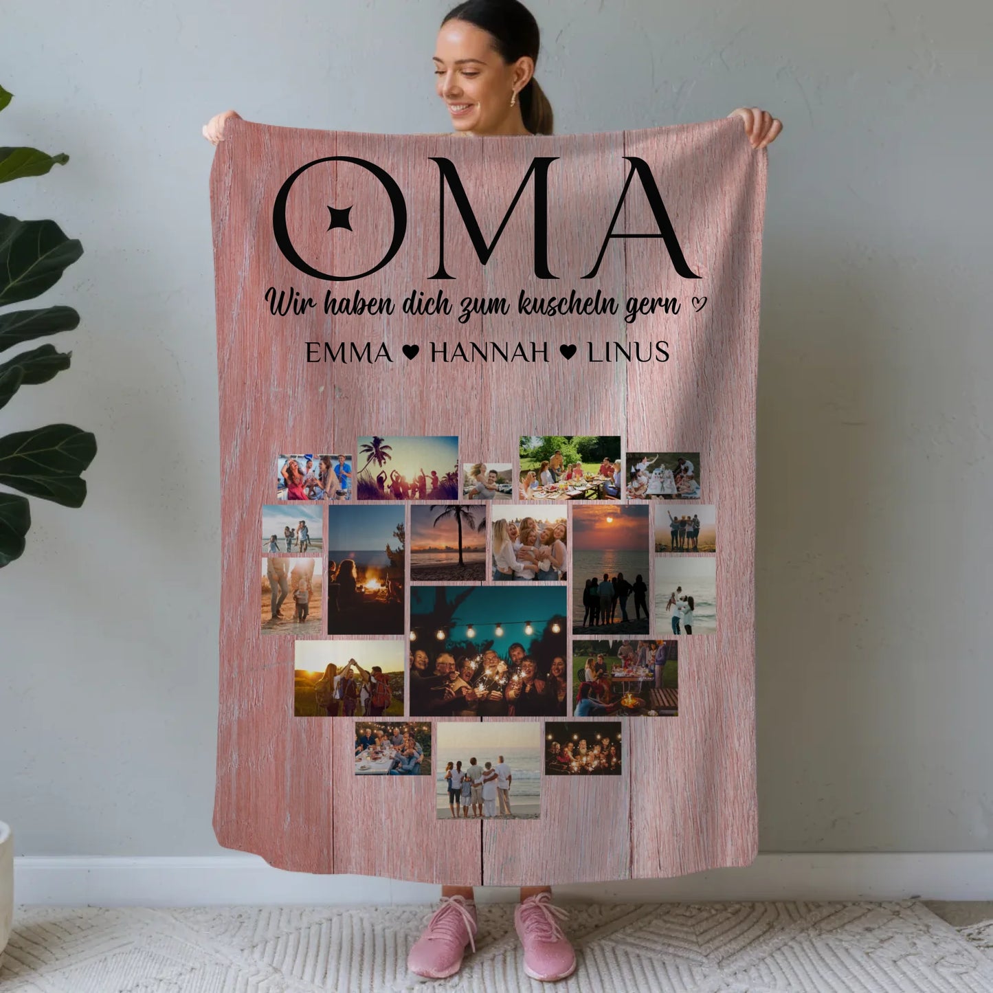 Personalisierte Decke Oma Fotocollage Herzfoto Oma